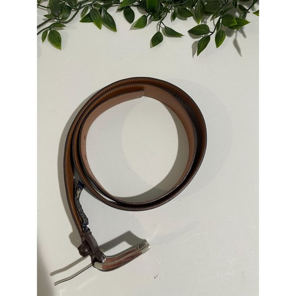 Nat Nast Mens Brown Leather Belt With Silver Buckle - Picture 3 of 14